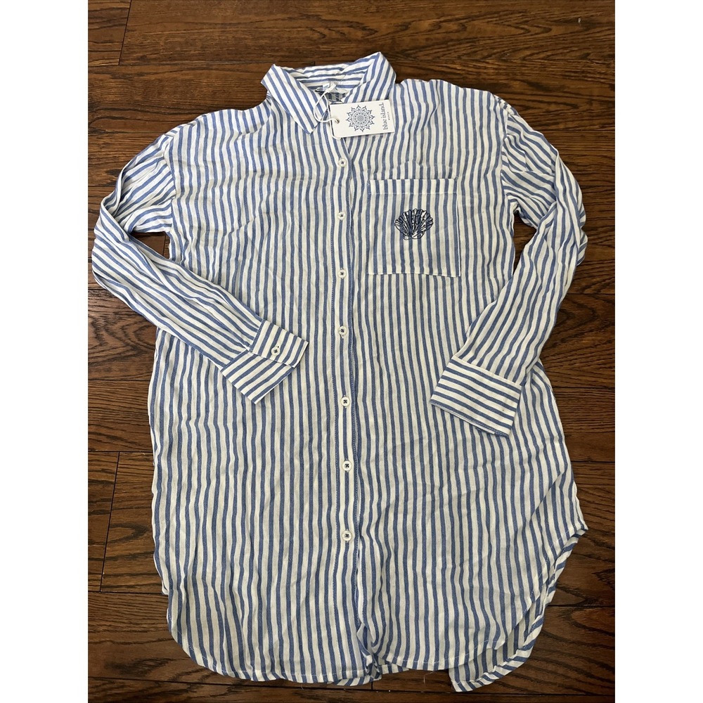 Blue Island Womens Coverup Striped The Hamptons Blue White Sz Small Starfish